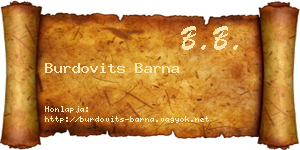 Burdovits Barna névjegykártya